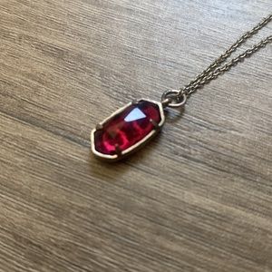 kendra scott dark red charm on silver necklace. removable charm.